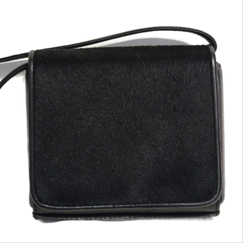 Nicole Miller Black Faux Fur Small Shoulder Bag Pochette OS - Picture 11 of 11